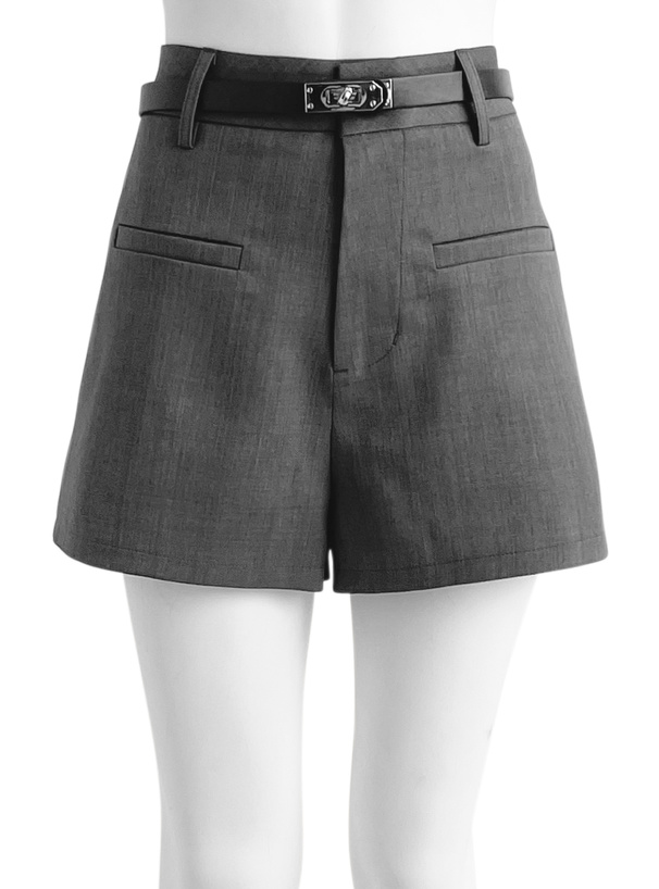 ベルト付きハイウエストショートパンツ[ai237] | レディース