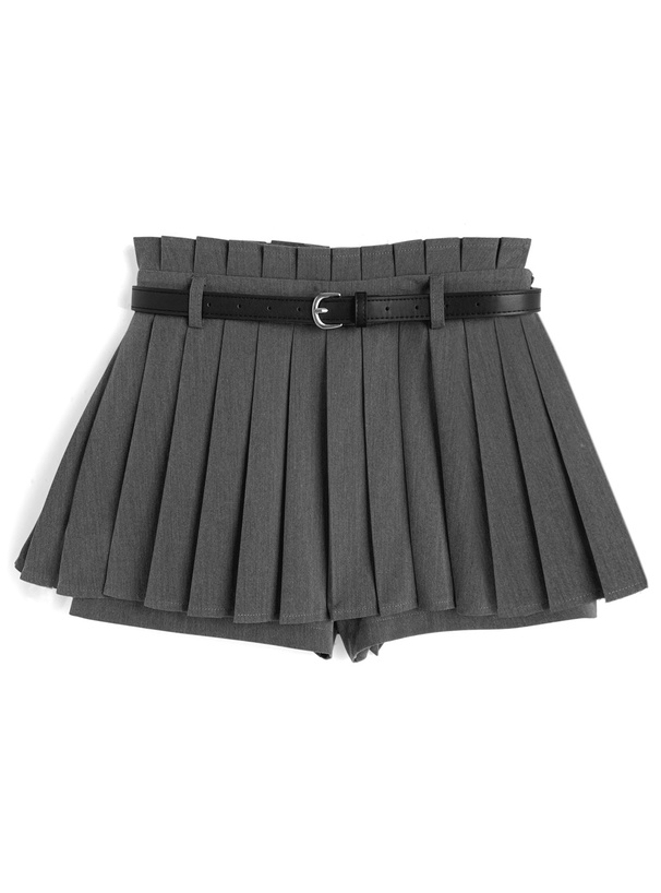 ベルト付きプリーツスカートパンツ