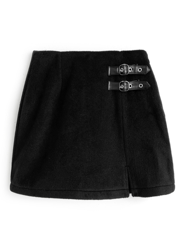 インパン裏地付きベルトスリットミニスカート[ai244]