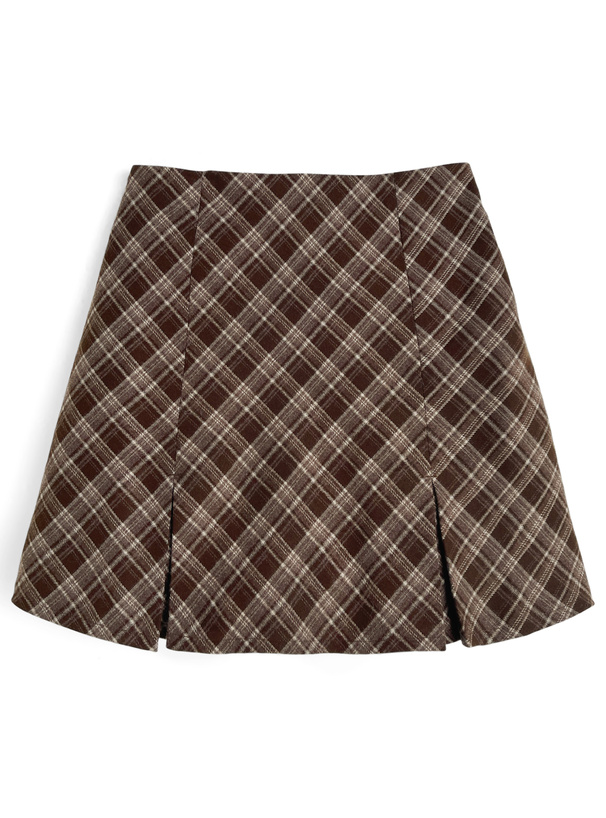 インパン裏地付きチェック柄ミニスカート[ai245]