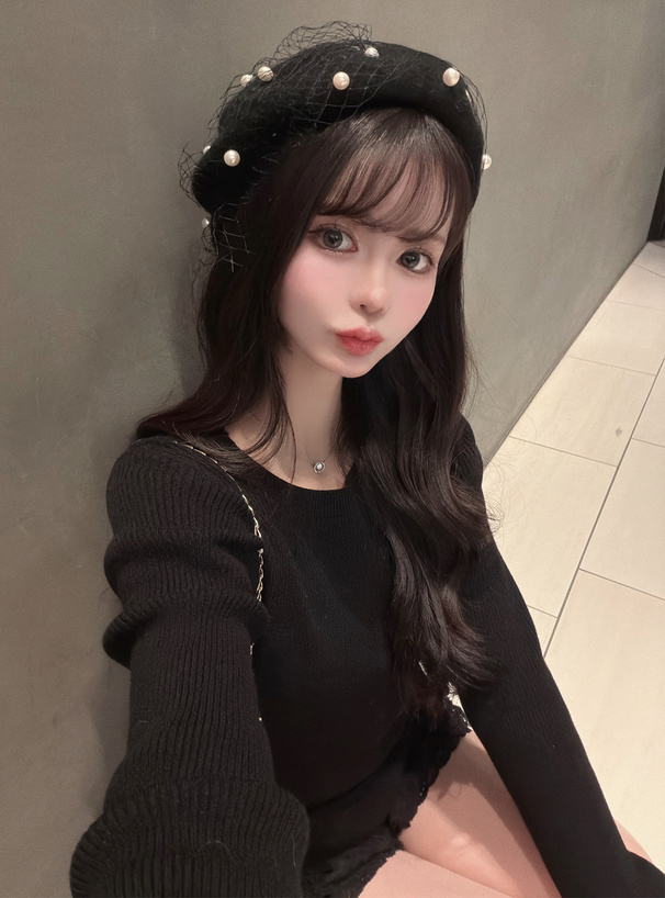 リブフレアスリーブニットトップス