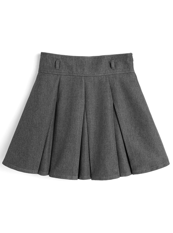インパン裏地・ベルト付きプリーツミニスカート