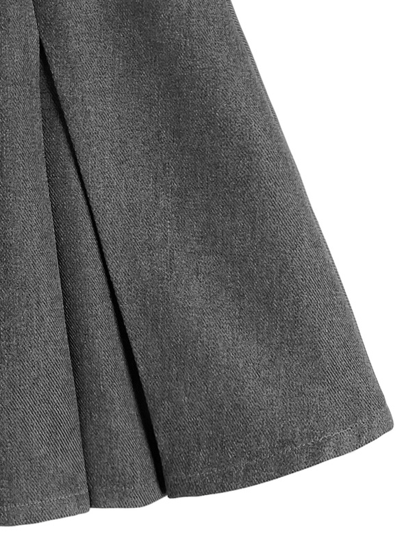 インパン裏地・ベルト付きプリーツミニスカート