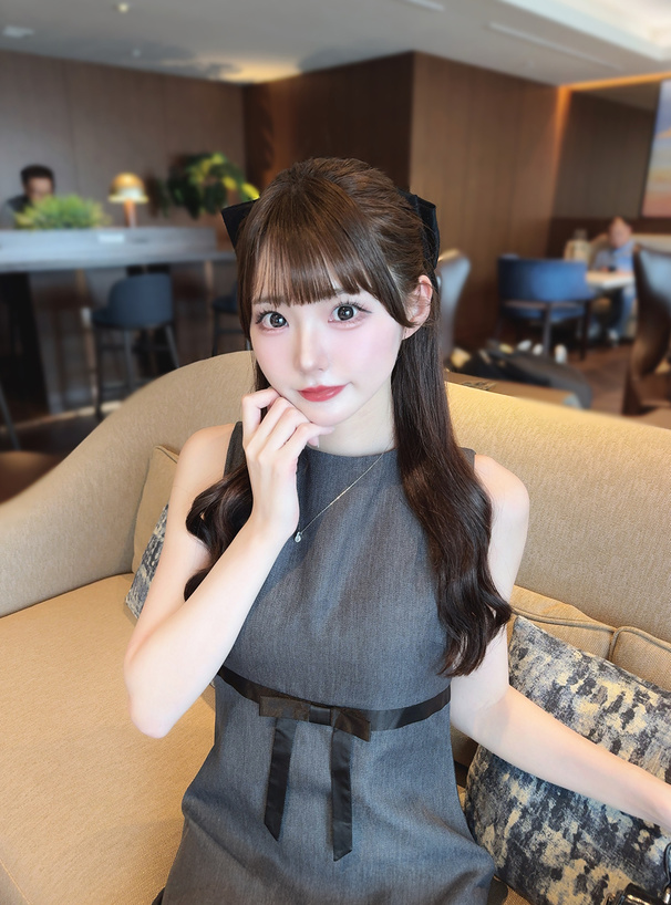 リボン切替ノースリーブミニワンピース