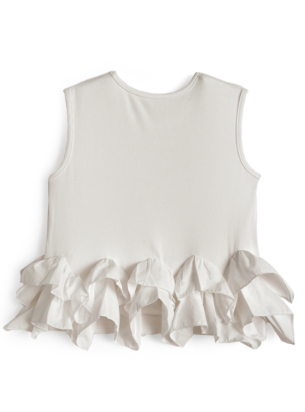 フリルノースリーブトップス