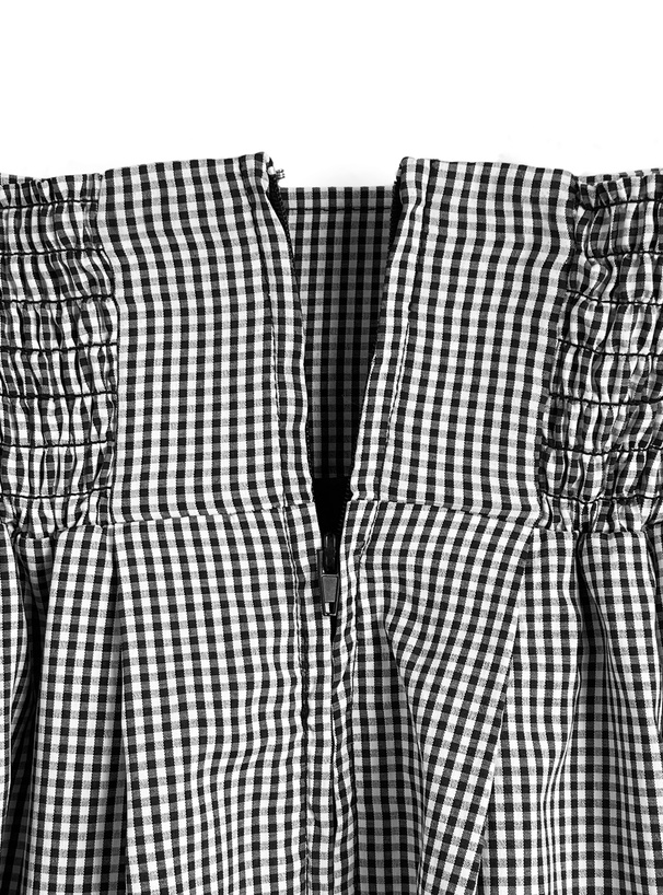 インパン裏地付きギンガムチェック柄ハイウエストダブルフレアスカート