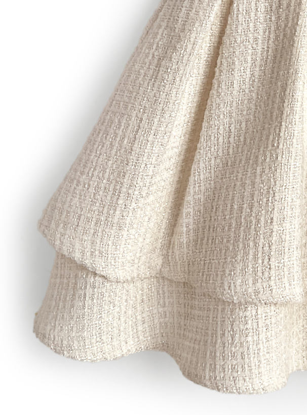 インパン裏地付きハイウエストダブルフレアツイードスカート