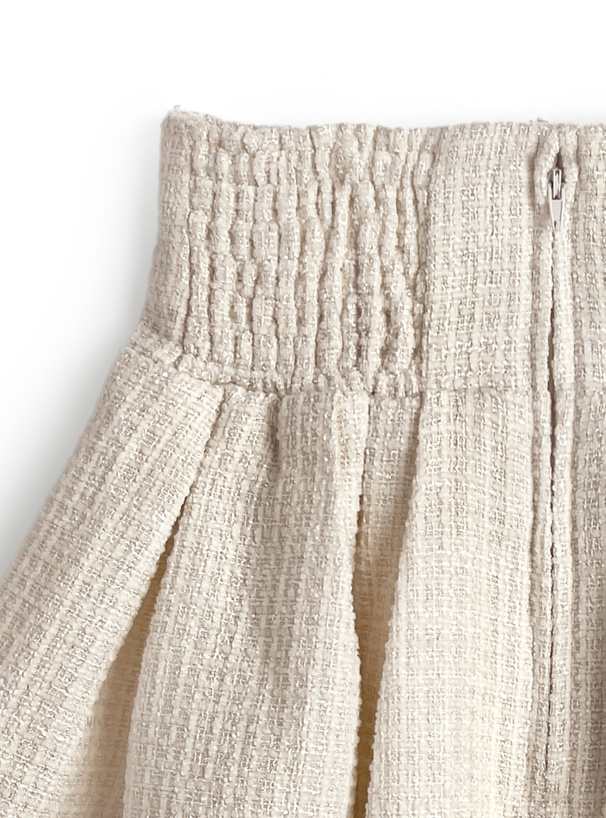 インパン裏地付きハイウエストダブルフレアツイードスカート