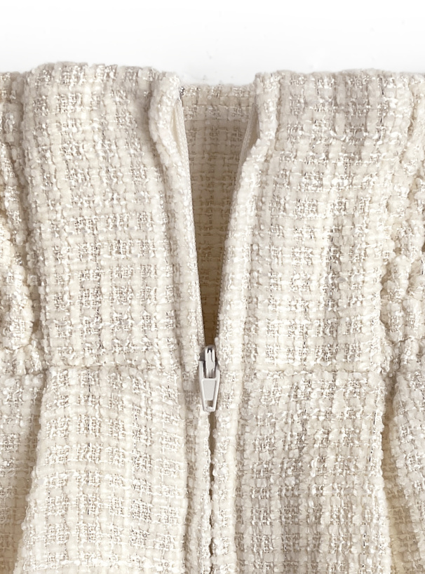 インパン裏地付きハイウエストダブルフレアツイードスカート