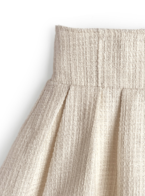 インパン裏地付きハイウエストダブルフレアツイードスカート