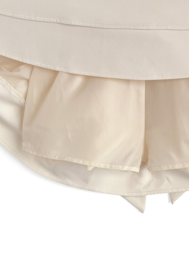 インパン裏地付きバックリボンダブルフレアミニスカート