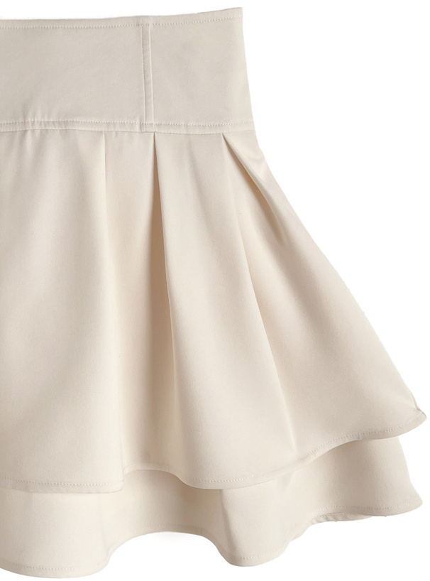 インパン裏地付きバックリボンダブルフレアミニスカート