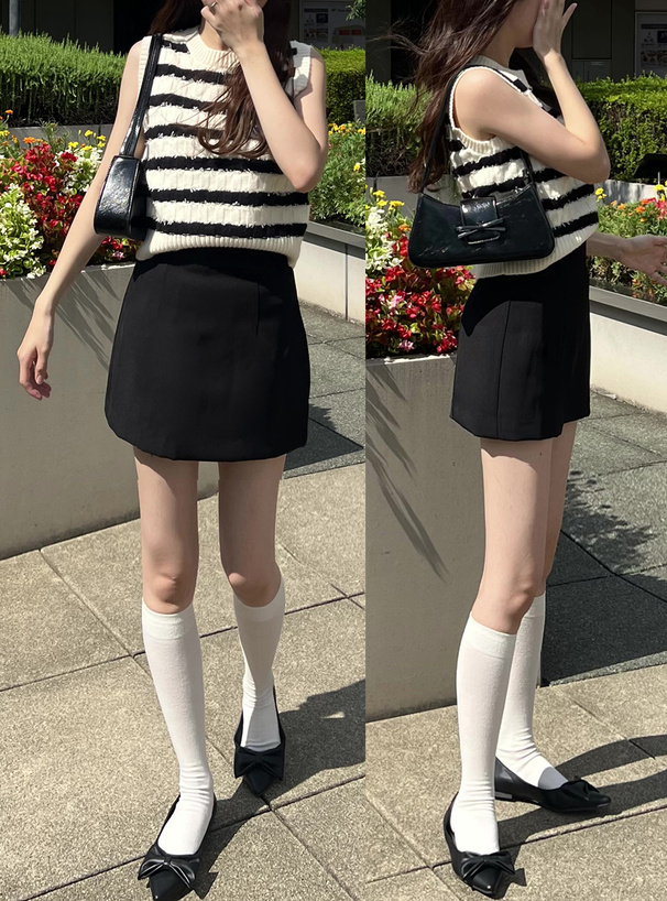 インパン裏地付き台形ミニスカート