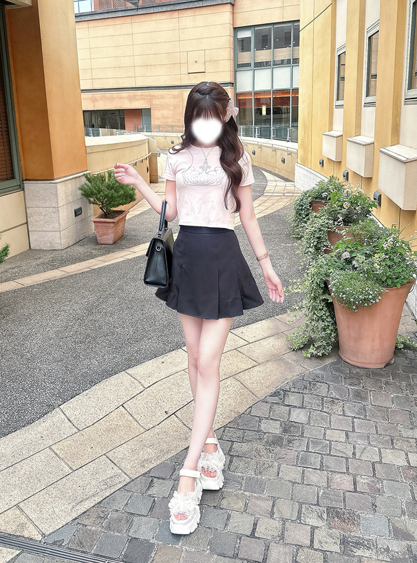 インパン裏地付きハイウエストプリーツミニスカート