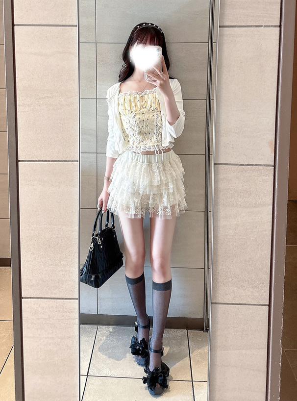 レースティアードスカートパンツ