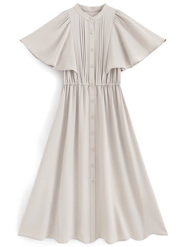 フロントタックフレアスリーブワンピース