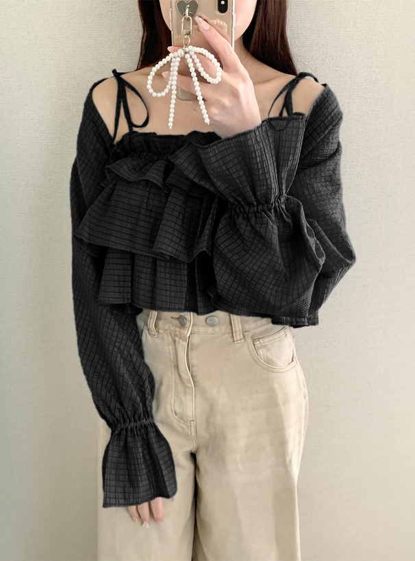 ティアードキャミソール×ボレロシアーアンサンブル