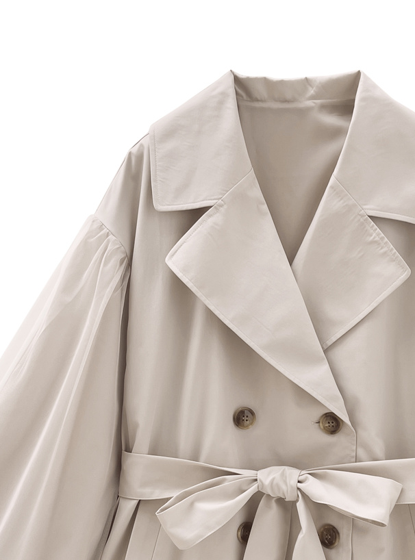 ベルト付きチュールドッキングトレンチコート