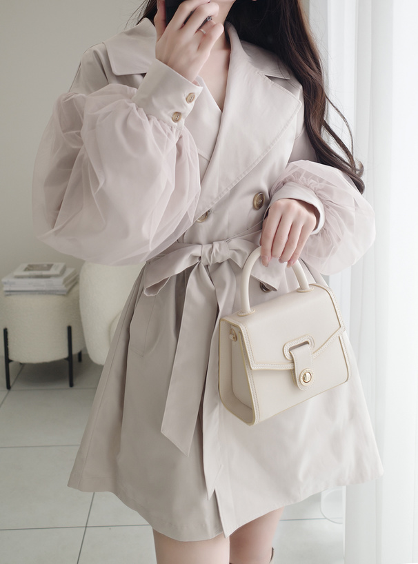 ベルト付きチュールドッキングトレンチコート[al271] | レディース