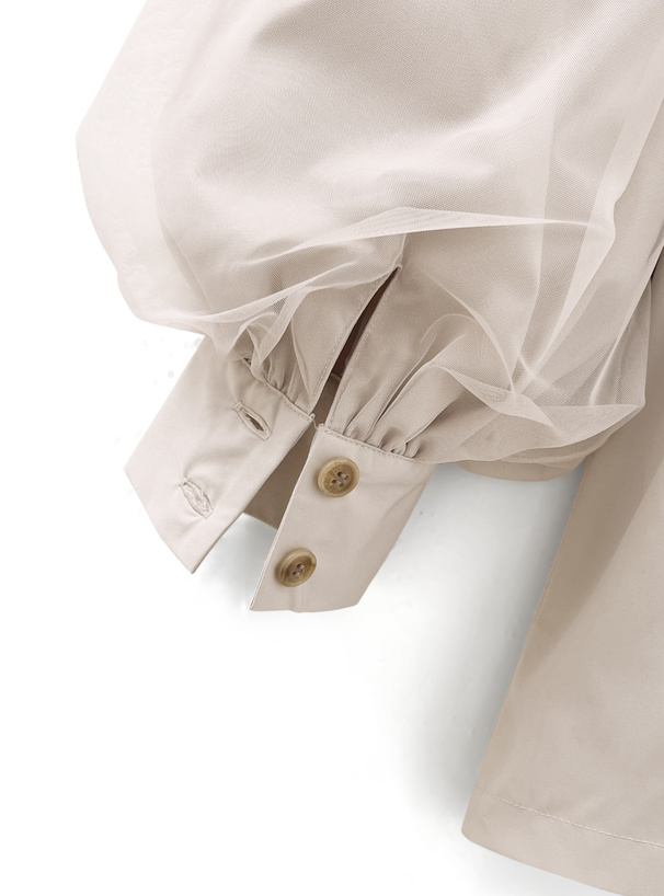 ベルト付きチュールドッキングトレンチコート