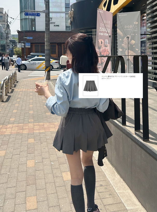 インパン裏地付きプリーツミニスカート