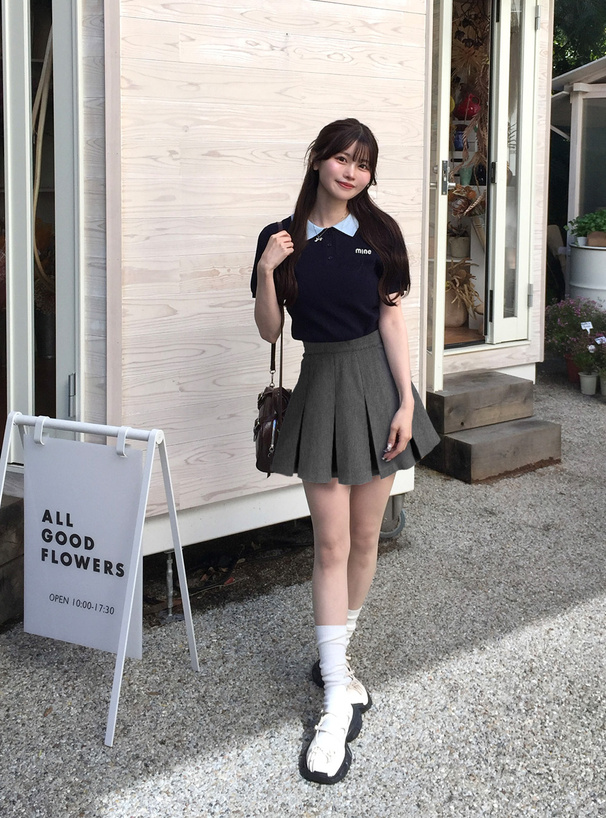 インパン裏地付きプリーツミニスカート