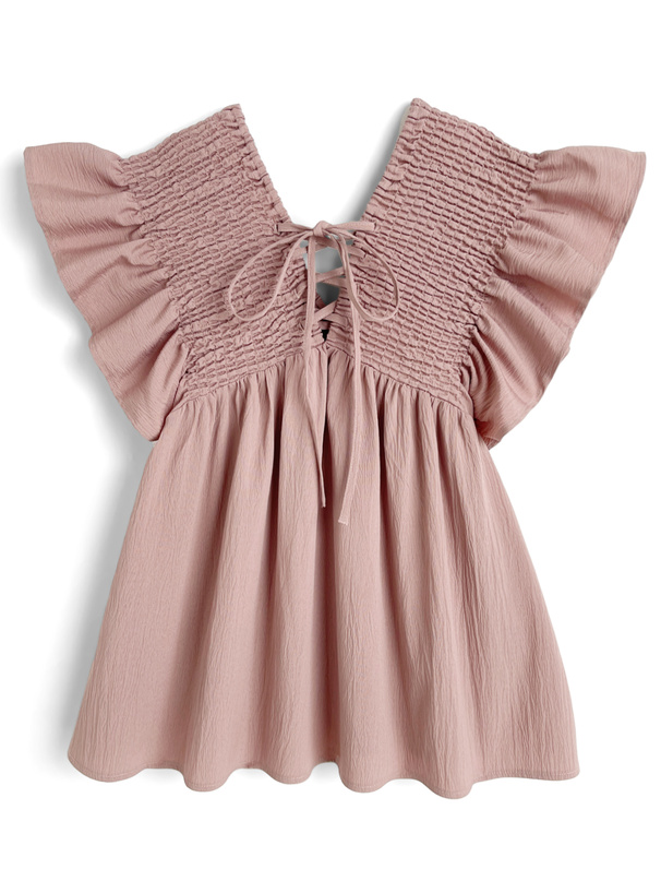 [週末値引き]レースアップシャーリングブラウス 前後2wayシャーリングレースアップフリルブラウス[al299] | レディース