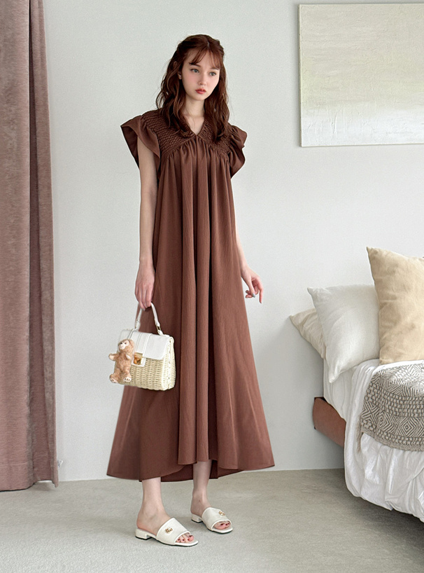 前後2wayシャーリングレースアップフリルワンピース[al300