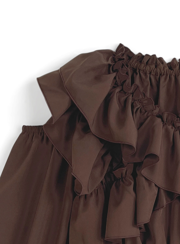 2Wayショルダーオープンクロスフリルブラウス