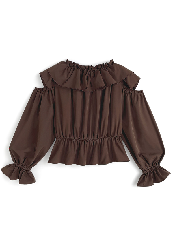 2Wayショルダーオープンクロスフリルブラウス