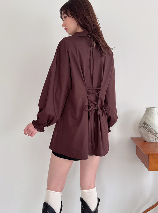 バックレースアップタックミニワンピース