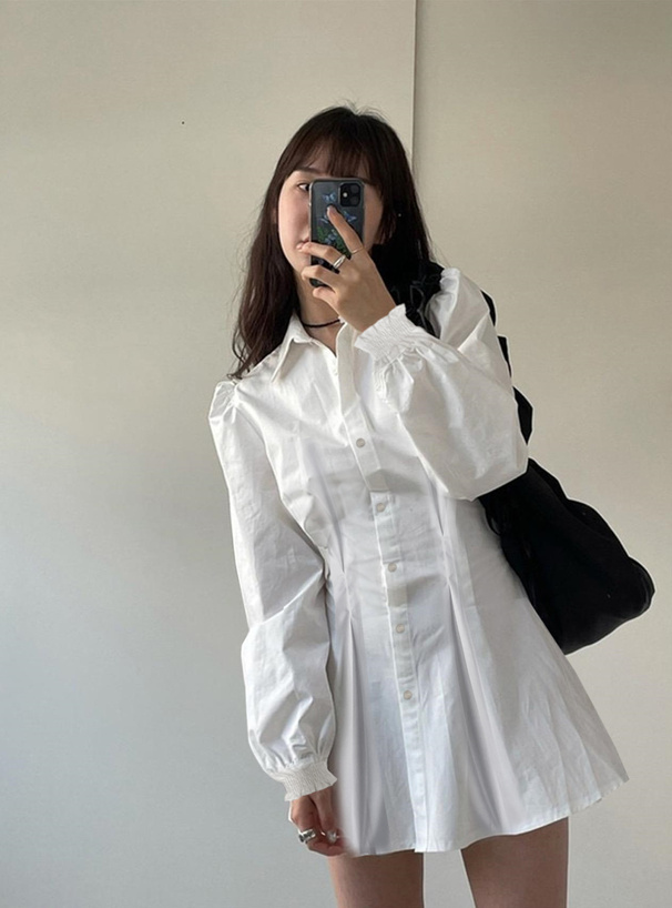 バックレースアップタックミニワンピース