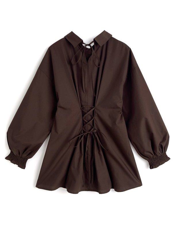 バックレースアップタックミニワンピース