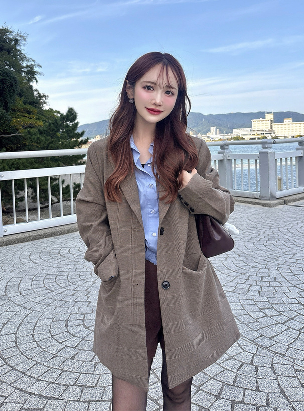 グレンチェック柄テーラードジャケット[al308] | レディース