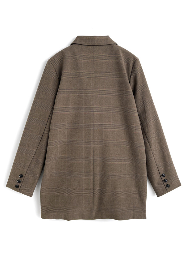 バーバリー グレンチェック柄 テーラードジャケット 茶色 ピュアウール