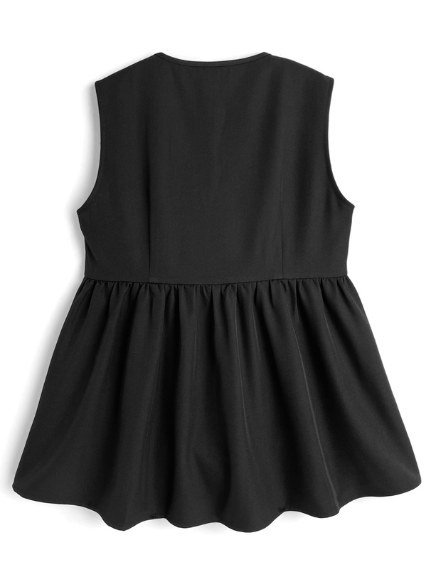 アシメフリルノースリーブペプラムベスト