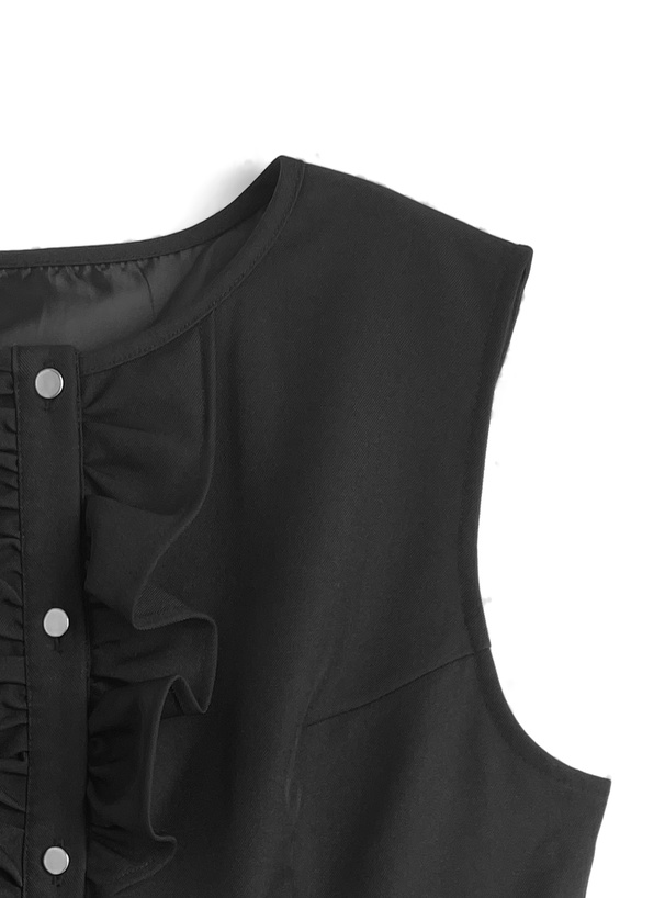 アシメフリルノースリーブペプラムベスト