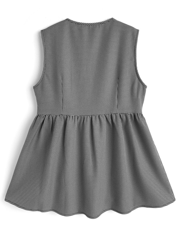 千鳥柄アシメフリルノースリーブペプラムベスト