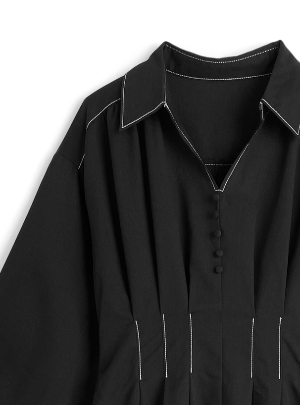 配色ステッチスキッパーワンピース