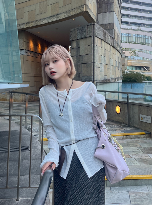 前後2Wayシアーメロウカーディガン