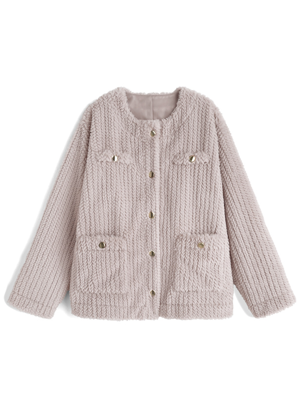 ノーカラーストライプファージャケット