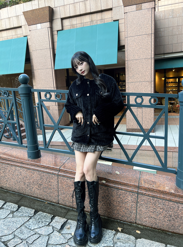 ノーカラーストライプファージャケット