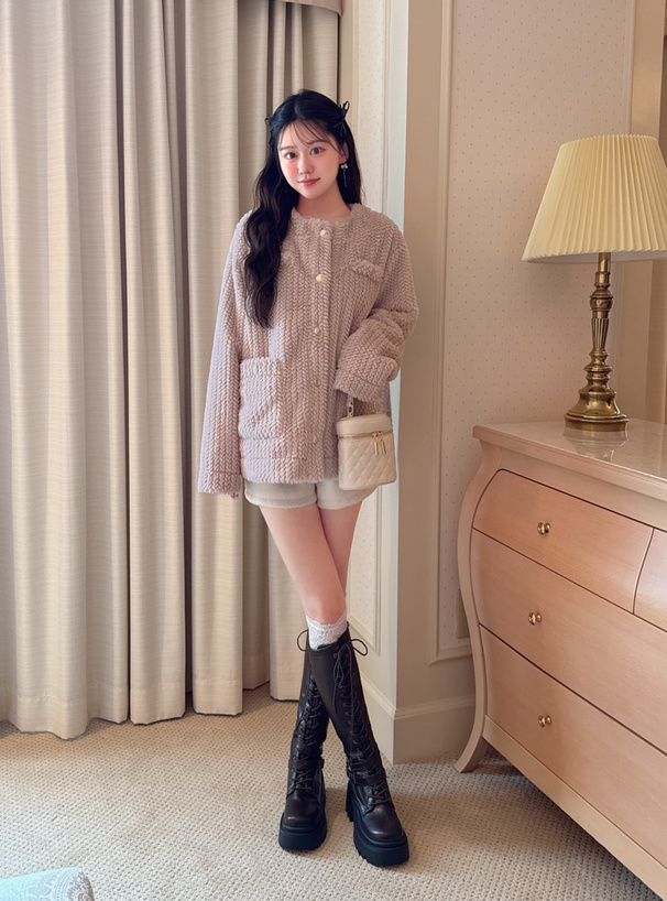 ノーカラーストライプファージャケット