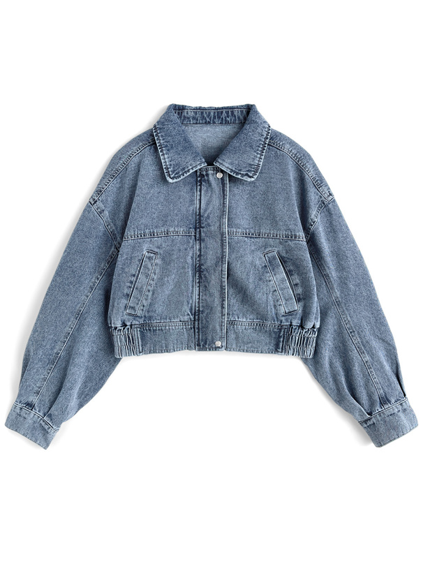 ショート丈デニムブルゾン