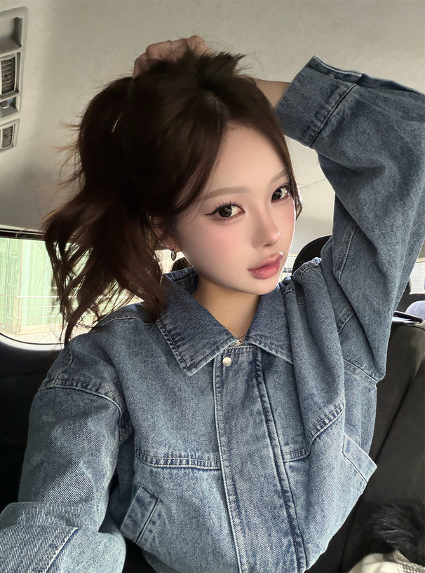 ショート丈デニムブルゾン