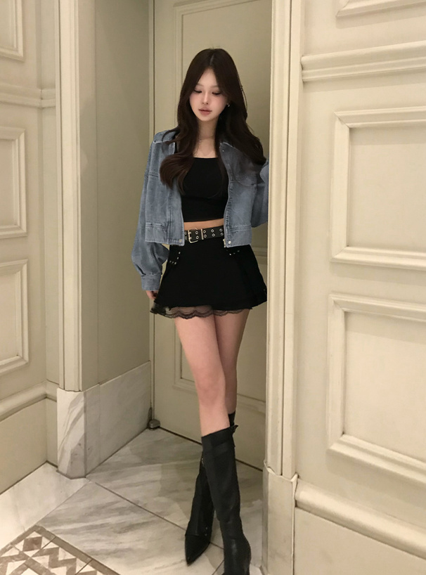 ショート丈デニムブルゾン