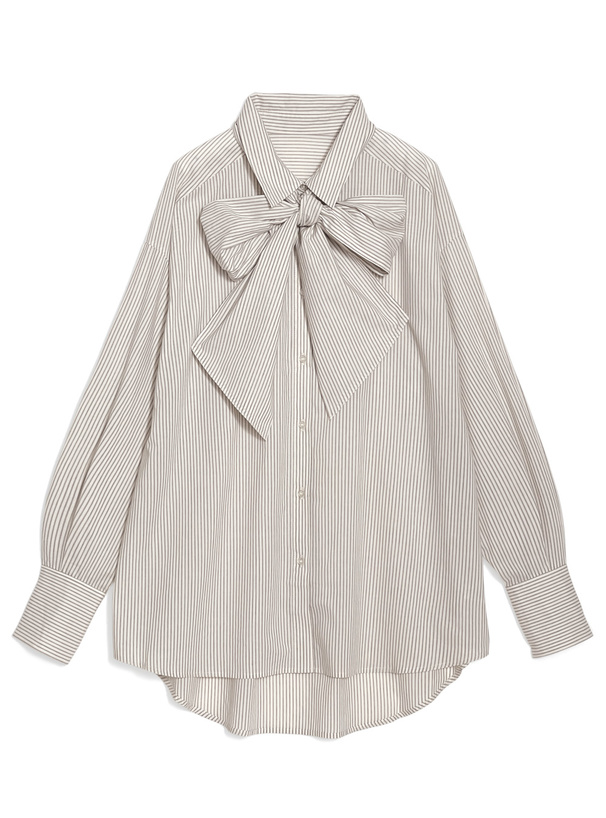 リボン付き2Wayストライプ柄ロングシャツ[al324a] | レディース