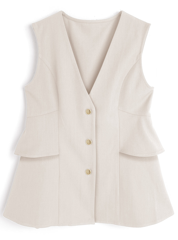 ゴールドボタンペプラムジレ