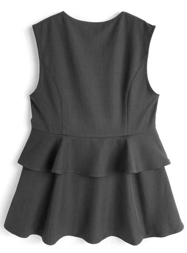 ゴールドボタンペプラムジレ