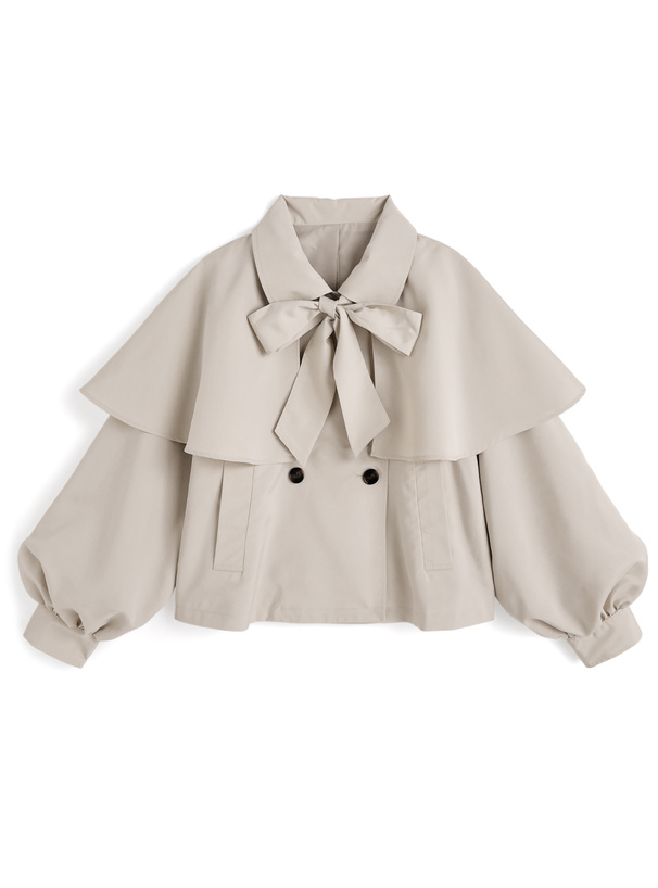 リボン付きショート丈トレンチコート[al332]